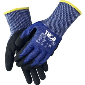 Sk�reh�mmende arbejdshandske, THOR Cut C, 10, bl�, nitril, sk�reh�mmende niveau C 1x12