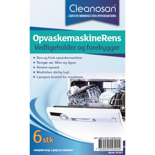 Maskinafkalker, Cleanosan, til opvaskemaskine, 6stk