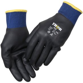 Heldyppet nitrilhandske, THOR Ice, 12/XXXL, sort, akryl/polyester, ribkant 1x12