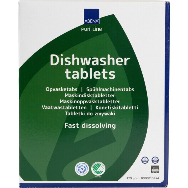 Proff. opvaskemaskiner Opvasketabs, hurtigt vandopl�selig folie, uden klor, farve og parfume, 120stk. x 5 