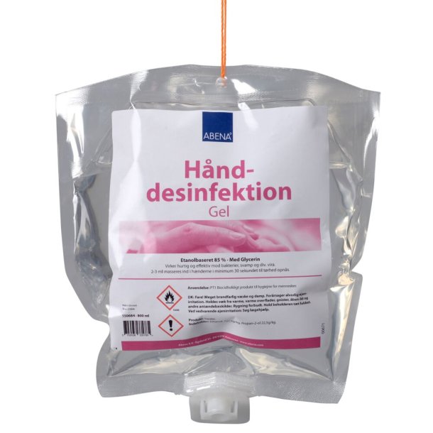 H�nddesinfektion gel, 800 ml, 85% ethanol, pose refill, til dispenser 1x6 stk.