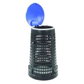 Affaldsstativ, V-Part, sort, plast, 110 l, med bl�t l�g og s�kkeholder