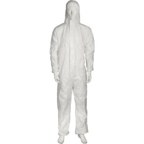 Beskyttelsesdragt, THOR, XL, hvid, PE, usteril, Type 5/6, enkeltforpakket, engangs 1x50 stk.