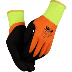 Heldyppet latexhandske, THOR Superflex Thermo str. 10 orange, akryl/polyester 1x12