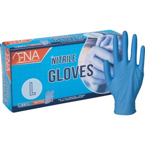 Unders�gelseshandske, ENA, L, bl�, nitril, pudderfri 10 x 100 stk.