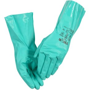 Husholdningshandske, THOR, 9, grn, nitril, med velour, ru overflade 1x12 str. M