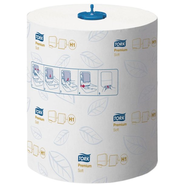 Hndklderulle, Tork H1 Premium, 2-lags, 100m x 21cm, 19cm, hvid, nyfiber, 1X6 STK.