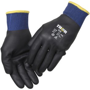 Heldyppet nitrilhandske, THOR Ice, 10, sort, akryl/polyester, ribkant, flergangs 1x12