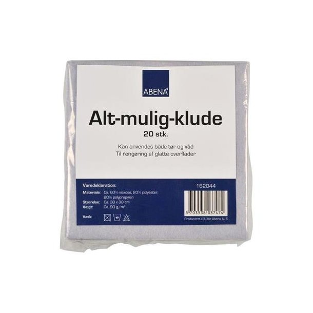 Alt-mulig-klud, bl/gul/rosa, 90g/m2, 20 stk, 38x 38cm