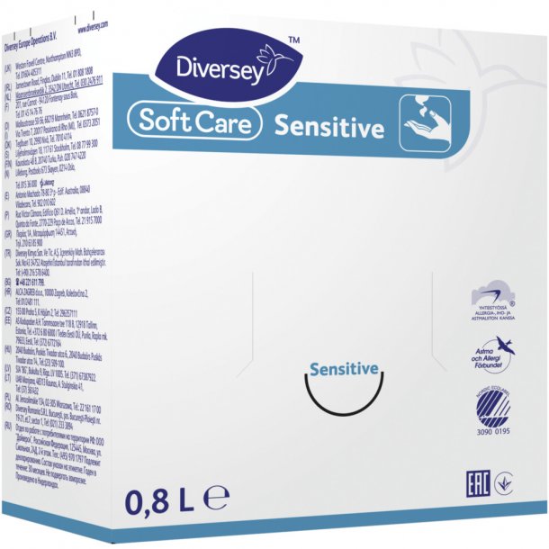 Soft Care Sensitive, Diversey, uden parfume og farve, 800 ml