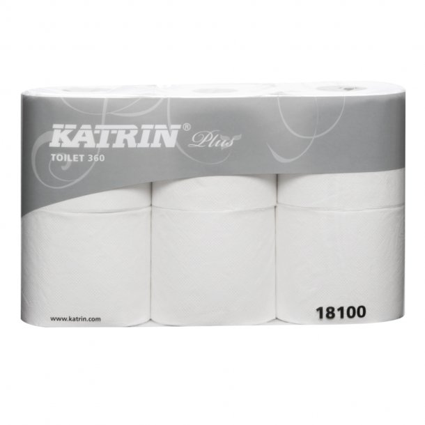 Toiletpapir, Katrin Plus, 2-lags, hvid, 10,40 cm x 50 m, 360 ark