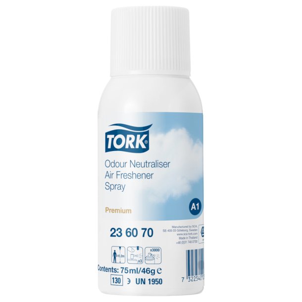 Duftspray, Tork A1 Premium, hvid, baseret p lemongrsolie, parfumefri, 46 g/ 75 ml