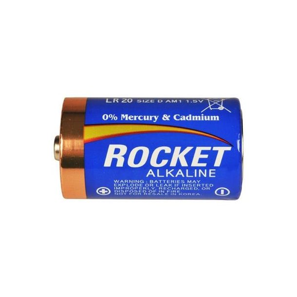 Batteri, Rocket, Alkaline, D, LR20, 1,5 volt 2 stk