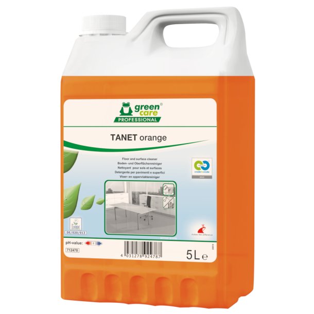 Gulv og overfladerengring, Tana Green Care Tanet Orange, med appelsinduft, 5 l