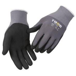 Fingerdyppet nitrilhandske, THOR Flex, sort, lycra overhnd, lycra, nitril, 9 1x12