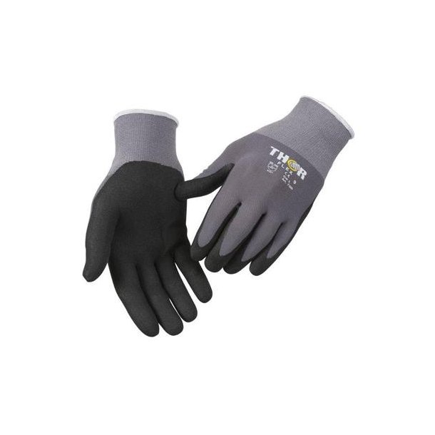 Fingerdyppet nitrilhandske, THOR Flex, sort, lycra overhnd, lycra, nitril, 9