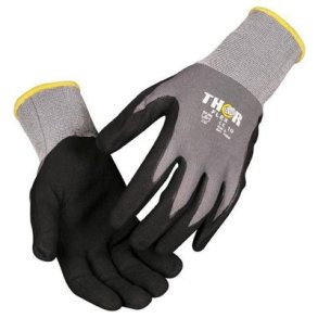 Fingerdyppet nitrilhandske, THOR Flex, sort, lycra overhnd, lycra, nitril, 10 1x12