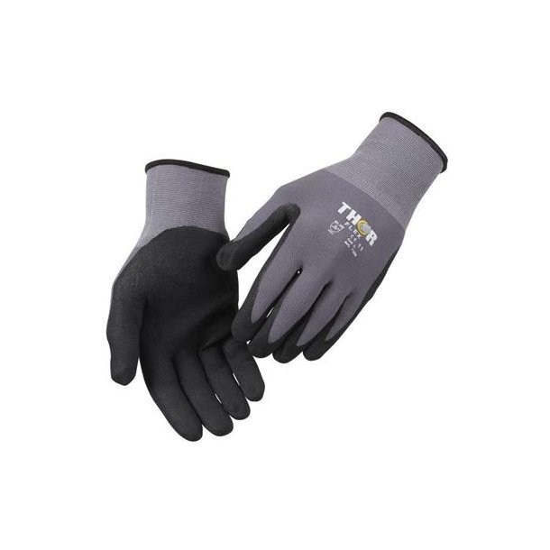 Fingerdyppet nitrilhandske, THOR Flex, sort, lycra overhnd, lycra, nitril, 11