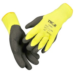 Halvdyppet latexhandske, THOR Thermo, 10, polyester/latex, ribkant 1x12