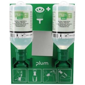 jenskyllestation, Plum, til vg, med 2 stk 500 ml Plum jneskyl, NaCl, steril, 500 ml